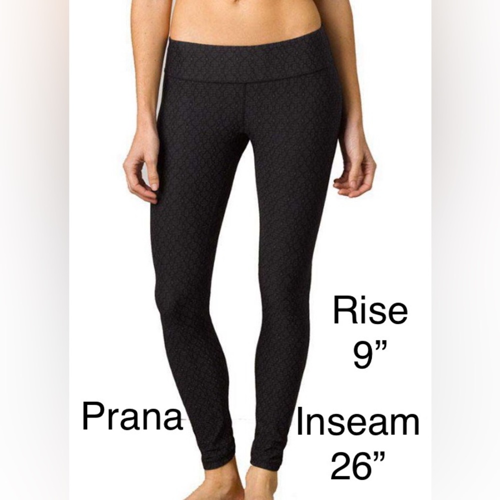 prAna Misty Black Jacquard Ruched Leggings